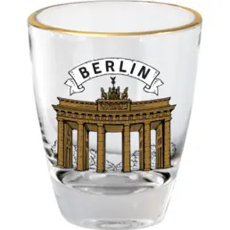 Gold rimmed souvenir shot glass 25ml WG-018 Berlin Brandenburg gate