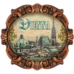 Printed and hand-painted polymagnet Cartouche (PP) Vienna Panorama